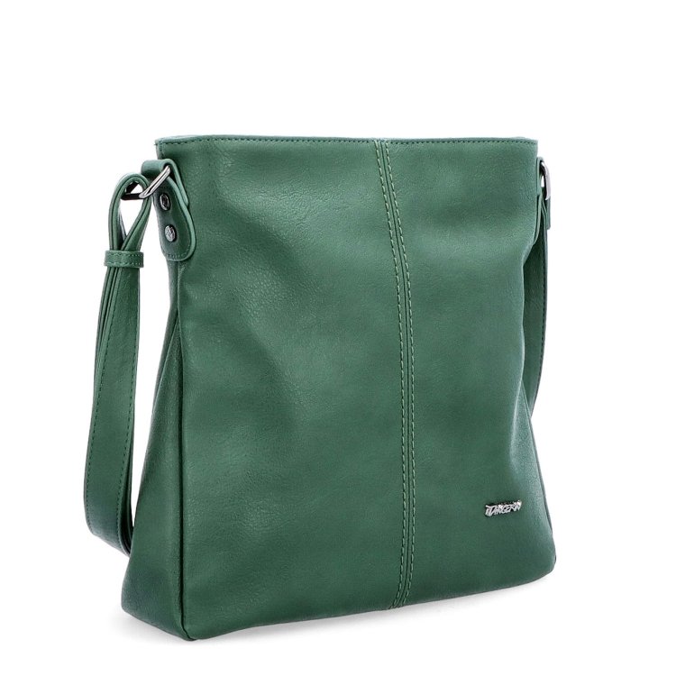 Crossbody kabelka s jednoduchým prešívaním Tangerin materiál syntetická koža zapínanie na zips farba zelená veľkosť stredná 8003 TZE