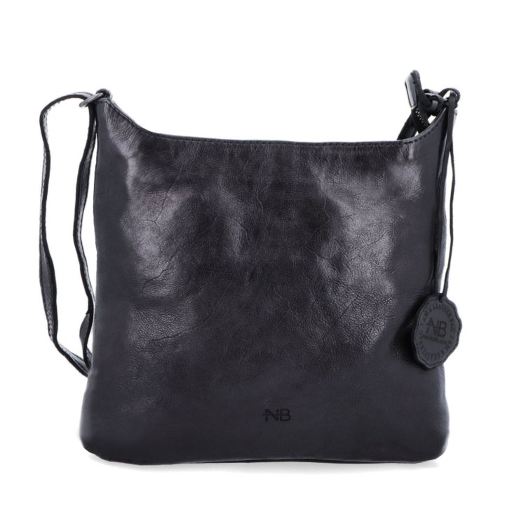 Kožená crossbody kabelka na každý deň Noelia Bolger materiál kože zapínanie na zips farba čierna veľkosť malá NB 2404 C Spredu