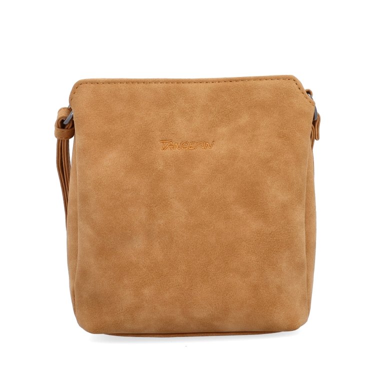 Praktická crossbody kabelka so štruktúrovaným vnútrom Tangerin materiál syntetická koža zapínanie na zips farba koňaková veľkosť malá 1117 CAM Spredu