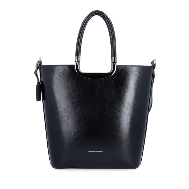 Veľká kožená shopper kabelka Noelia Bolger materiál kože zapínanie na zips farba čierna veľkosť veľká NB 0093 C Spredu