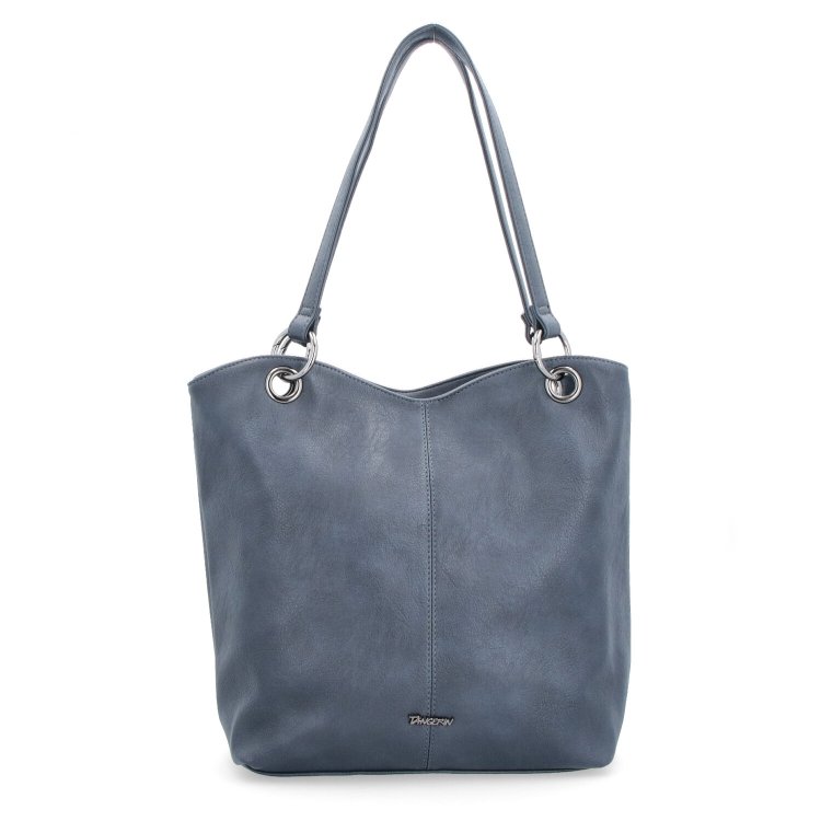 Veľká shopper kabelka cez rameno Tangerin materiál syntetická koža zapínanie na zips farba modrá veľkosť veľká 8025 TM Spredu