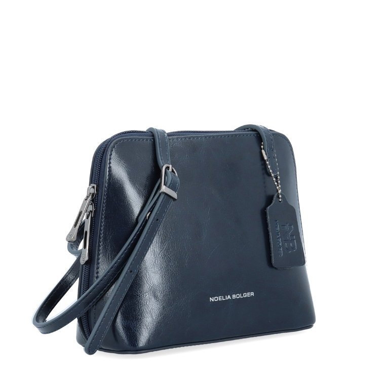 Kožená crossbody kabelka s premysleným členením Noelia Bolger materiál kože zapínanie na zips farba modrá veľkosť malá NB 0115 TM
