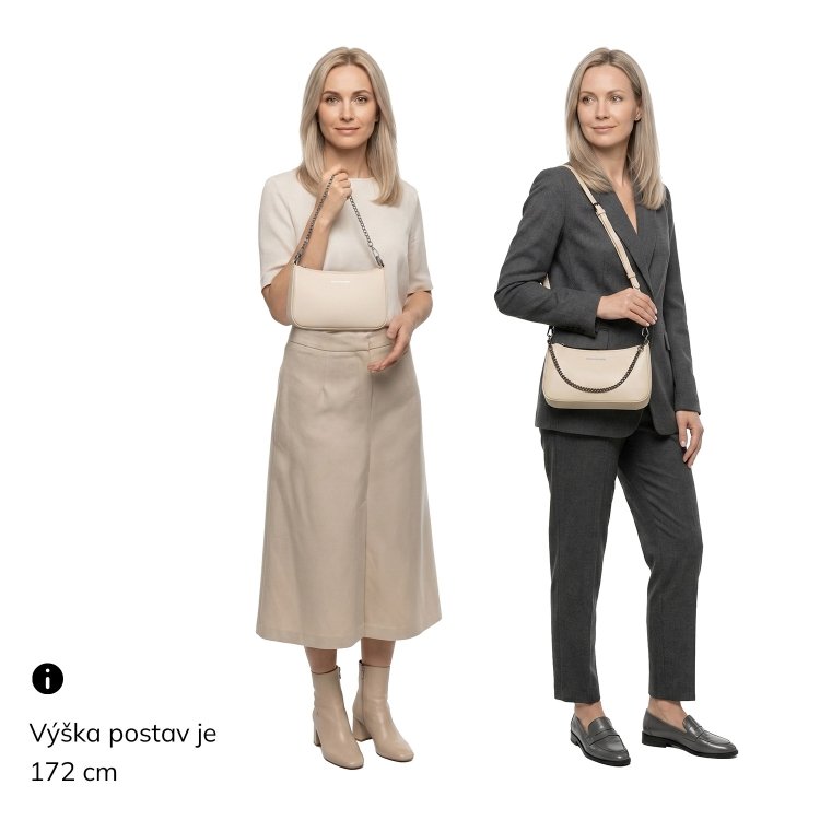 Kožená kabelka cez rameno Noelia Bolger materiál kože zapínanie na zips farba béžová veľkosť malá NB 0084 BE Na postave