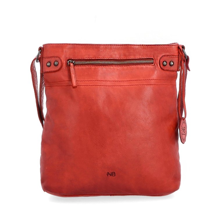 Kožená vintage crossbody s vreckami Noelia Bolger materiál kože zapínanie na zips farba červená veľkosť stredná NB 2006 CV Spredu
