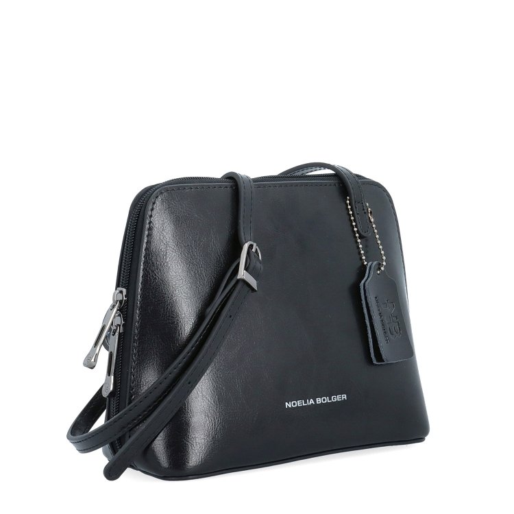 Kožená crossbody kabelka s premysleným členením Noelia Bolger materiál kože zapínanie na zips farba čierna veľkosť malá NB 0115 C