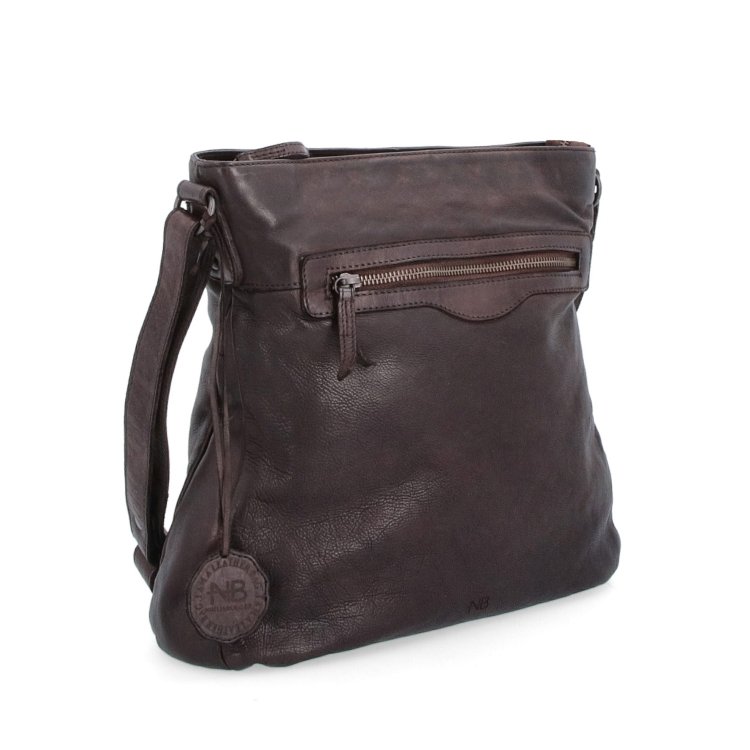 Kožená crossbody s predným vreckom na zips Noelia Bolger materiál kože zapínanie na zips farba hnedá veľkosť stredná NB 2103 H