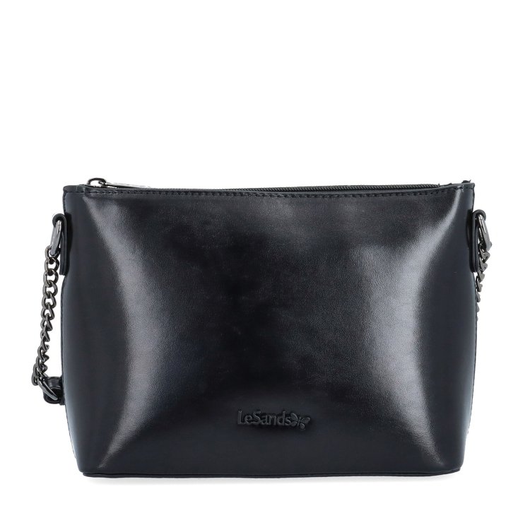Elegantná crossbody kabelka s s reťazou Le Sands materiál syntetická koža zapínanie na zips farba čierna veľkosť malá 4379 C Spredu