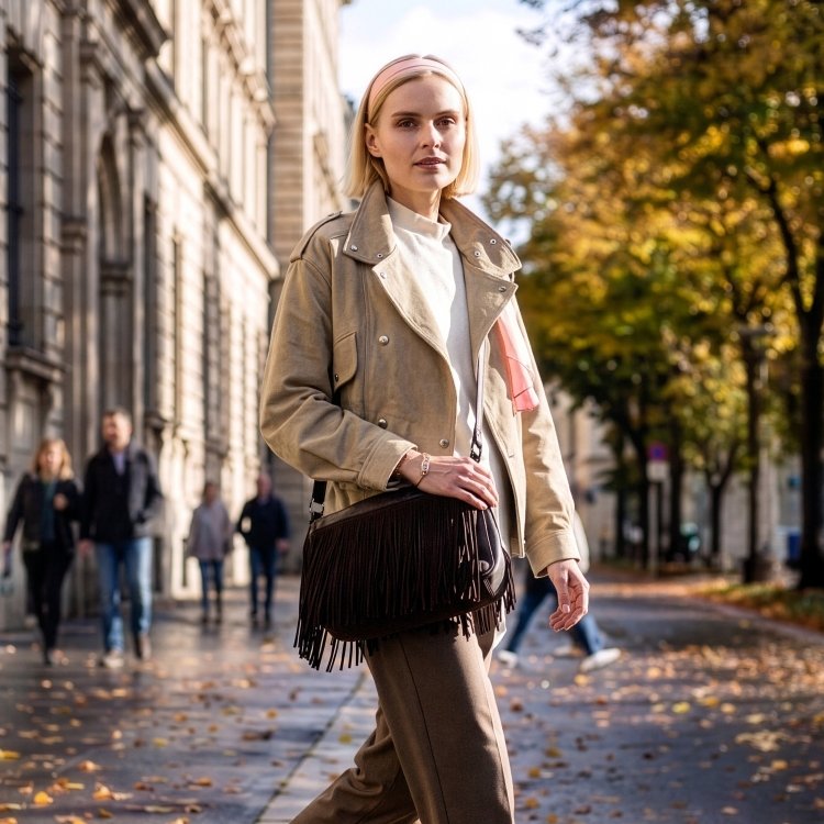 Štýlová crossbody kabelka so strapcami Carmelo materiál syntetická koža zapínanie na zips farba hnedá veľkosť stredná 4674 TH Lifestyle