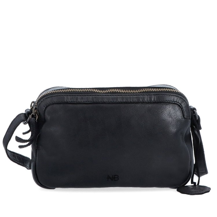 Minimalistická kožená crossbody kabelka Noelia Bolger materiál kože zapínanie na zips farba čierna veľkosť malá NB 2407 C Spredu