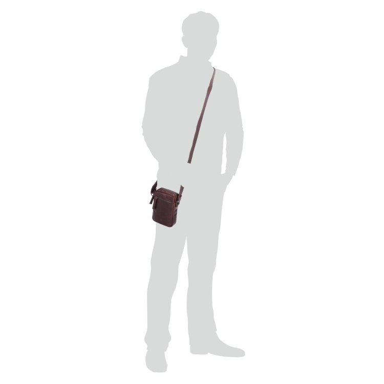 Malá kožená crossbody Poyem materiál kože zapínanie na zips farba hnedá veľkosť malá 2220 Poyem H Na postave