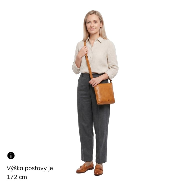 Elegantná kožená crossbody kabelka Noelia Bolger materiál kože zapínanie na zips farba žltá veľkosť malá NB 2415 ZLU Na postave