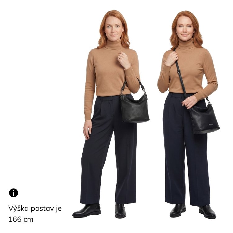 Elegantná kabelka s odnímateľnými popruhmi Carmelo materiál syntetická koža zapínanie na zips farba béžová veľkosť malá 4603 K Na postave