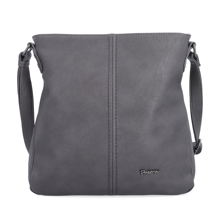 Crossbody kabelka s jednoduchým prešívaním Tangerin materiál syntetická koža zapínanie na zips farba sivá veľkosť stredná 8003 TS Spredu