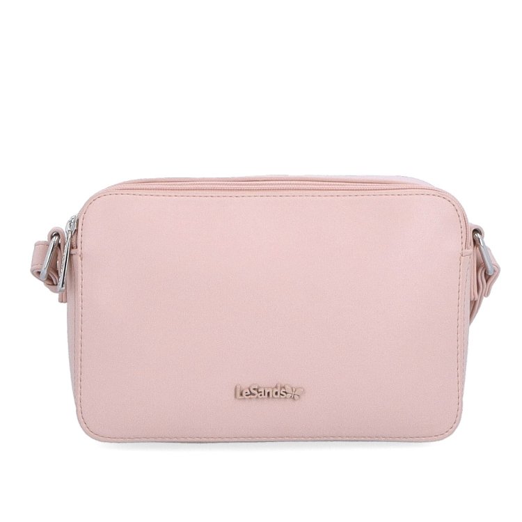 Praktická crossbody kabelka s dvoma vreckami Le Sands materiál syntetická koža zapínanie na zips farba ružová veľkosť malá 7717 R Spredu