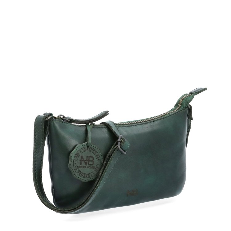 Malá elegantná kožená crossbody kabelka Noelia Bolger materiál kože zapínanie na zips farba zelená veľkosť malá NB 2420 ZE