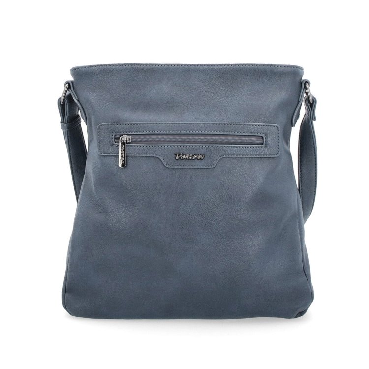 Crossbody kabelka s vonkajšími vreckami Tangerin materiál syntetická koža zapínanie na zips farba modrá veľkosť stredná 8008 TM Spredu