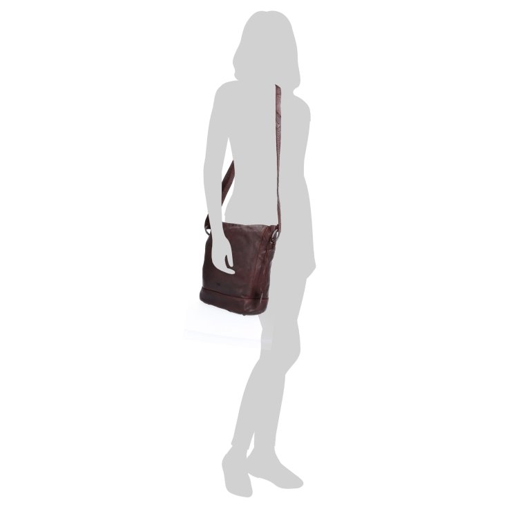 Kožená crossbody kabelka s dizajnovým prešívaním Noelia Bolger materiál kože zapínanie na zips farba vínová veľkosť stredná NB 2089 BO Na postave