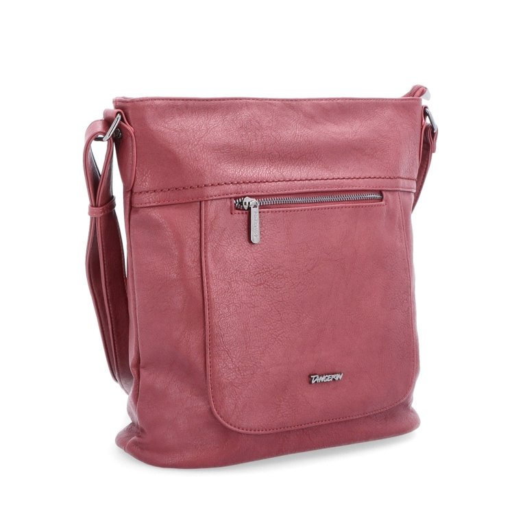 Crossbody kabelka s predným a zadným vreckom Tangerin materiál syntetická koža zapínanie na zips farba vínová veľkosť stredná 8036 BO