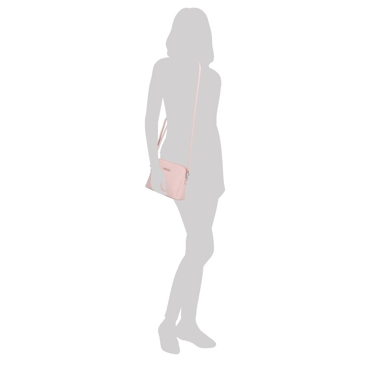 Minimalistická crossbody kabelka Le Sands materiál syntetická koža zapínanie na zips farba béžová veľkosť malá 7710 BE Na postave