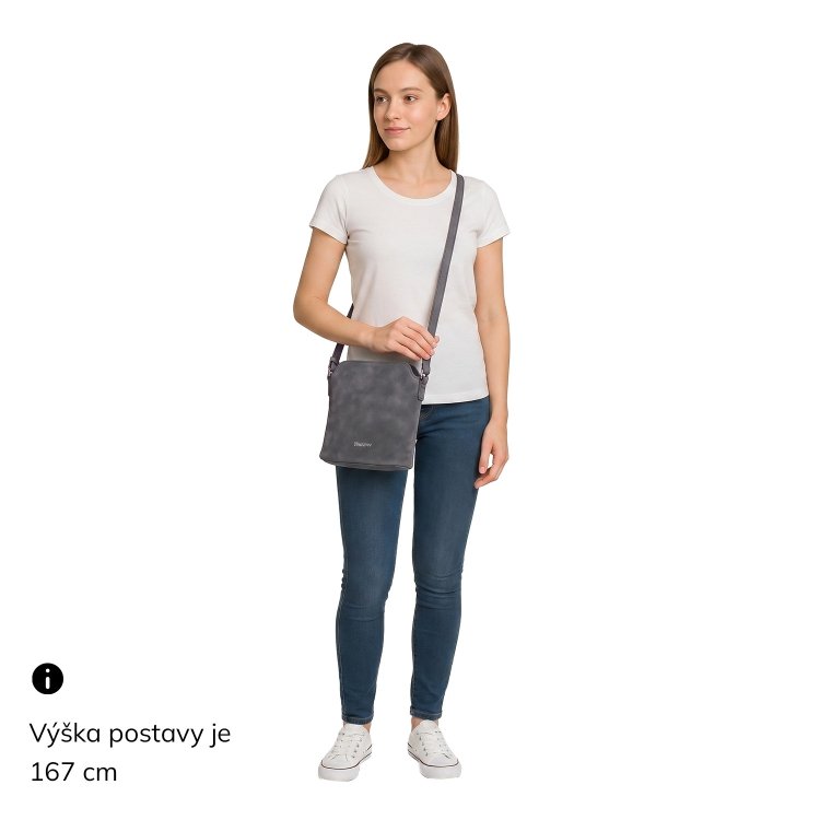 Malá elegantná kabelka s minimalistickým dizajnom Tangerin materiál syntetická koža zapínanie na zips farba koňaková veľkosť malá 1107 CAM Na postave