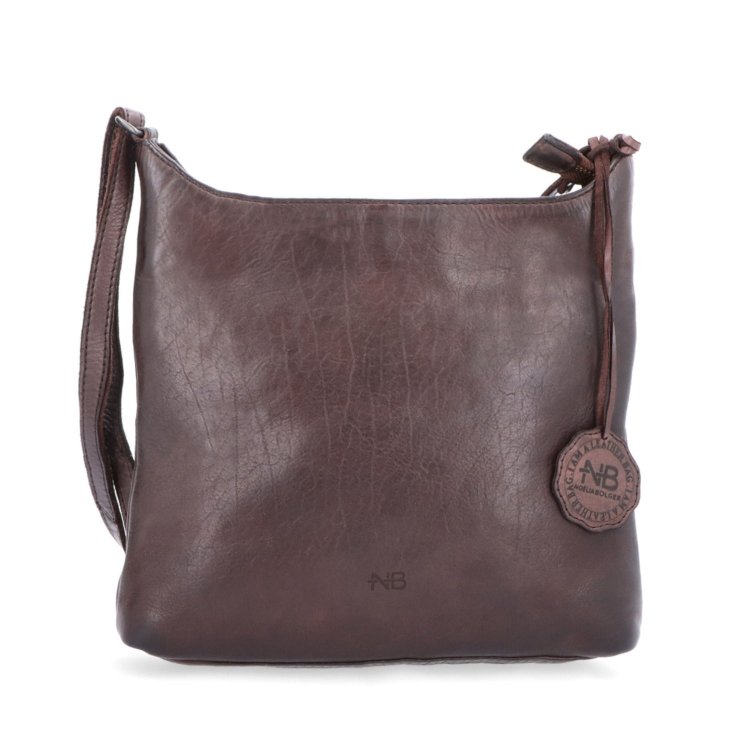 Kožená crossbody kabelka na každý deň Noelia Bolger materiál kože zapínanie na zips farba hnedá veľkosť malá NB 2404 H Spredu