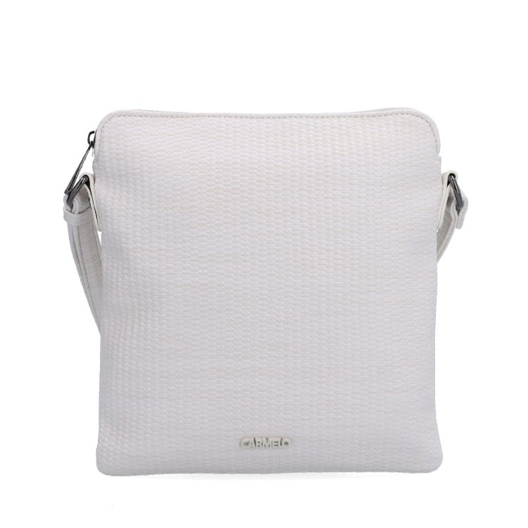 Minimalistická crossbody kabelka s jemným vzorom Carmelo materiál syntetická koža zapínanie na zips farba béžová veľkosť malá 4397 K Spredu