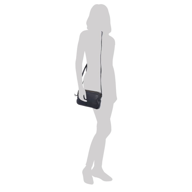 Minimalistická kožená crossbody kabelka Noelia Bolger materiál kože zapínanie na zips farba čierna veľkosť malá NB 2407 C Na postave
