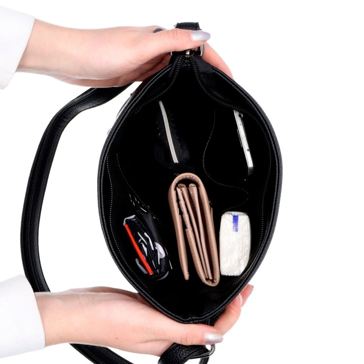 Crossbody kabelka so zipsom Carmelo materiál syntetická koža zapínanie na zips farba čierna veľkosť malá 4324 C Vnútro