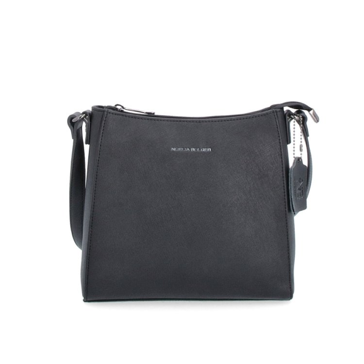Kožená crossbody kabelka Noelia Bolger materiál kože zapínanie na zips farba čierna veľkosť malá NB 0074 C Spredu