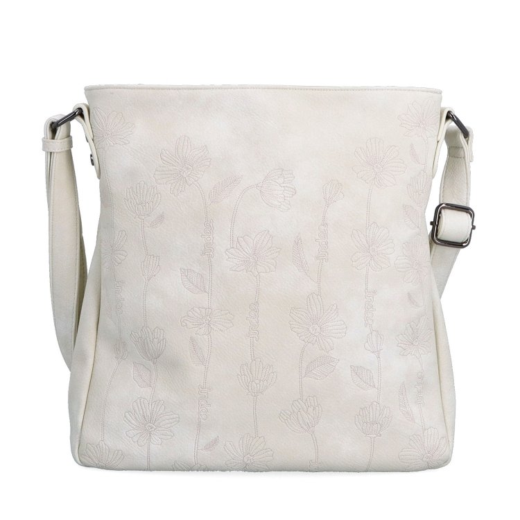 Priestranná crossbody kabelka s motívom Indee materiál syntetická koža zapínanie na zips farba béžová veľkosť stredná 6327 K Spredu