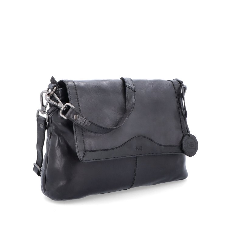 Crossbody kabelka z pravej kože s chlopňou Noelia Bolger materiál kože zapínanie s chlopňou farba čierna veľkosť stredná NB 2024 C