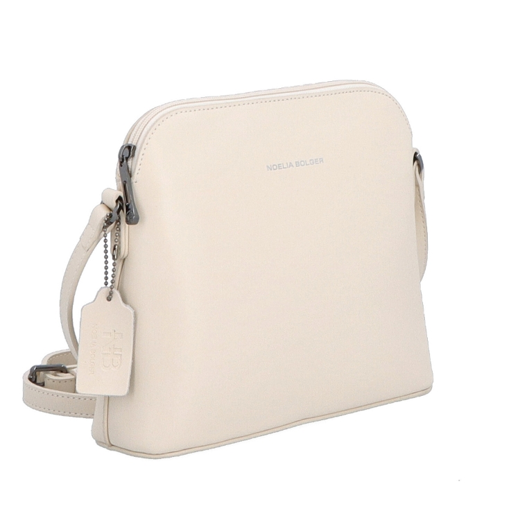 Kožená crossbody kabelka s čistým dizajnom Noelia Bolger materiál kože zapínanie na zips farba béžová veľkosť malá NB 0064 BE