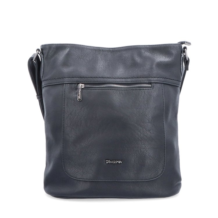 Crossbody kabelka s predným a zadným vreckom Tangerin materiál syntetická koža zapínanie na zips farba čierna veľkosť stredná 8036 C Spredu