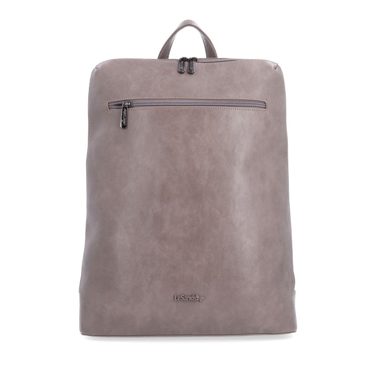 Batoh na notebook s mestským vzhľadom Le Sands materiál syntetická koža zapínanie na zips farba taupe veľkosť veľká 7735 T Spredu