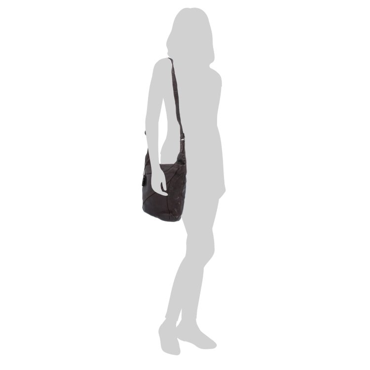 Elegantná kožená crossbody kabelka s vreckami Noelia Bolger materiál kože zapínanie na zips farba hnedá veľkosť malá NB 2101 H Na postave