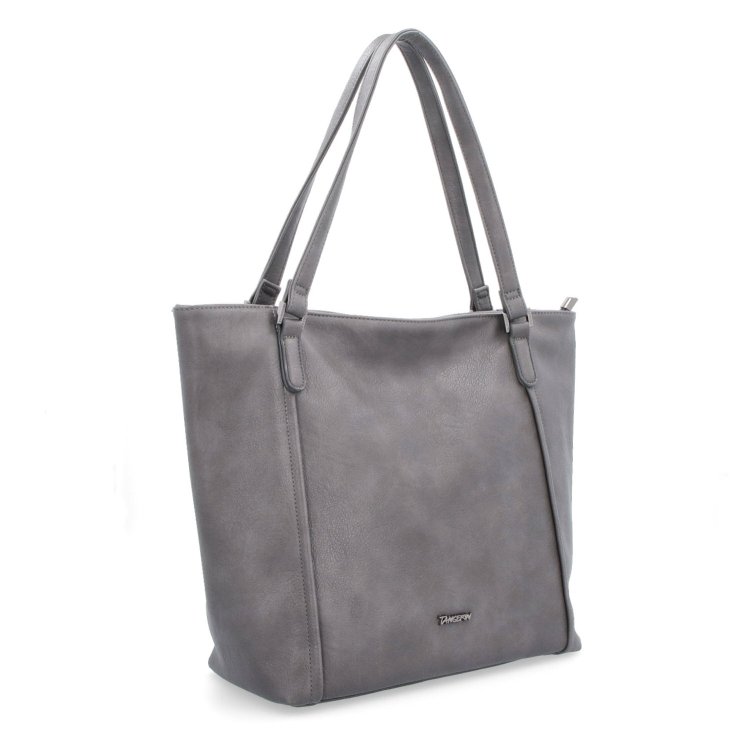Veľká shopper kabelka s jemným prešívaním Tangerin materiál syntetická koža zapínanie na zips farba sivá veľkosť veľká 8024 TS