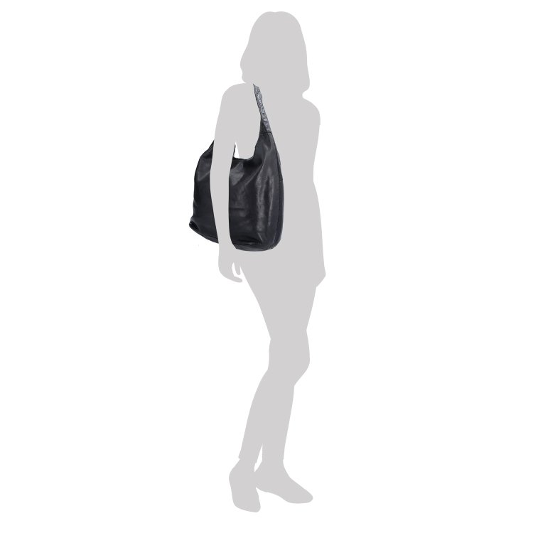 Veľká prešívaná kožená shopper kabelka Noelia Bolger materiál kože zapínanie na zips farba čierna veľkosť veľká NB 2077 C Na postave