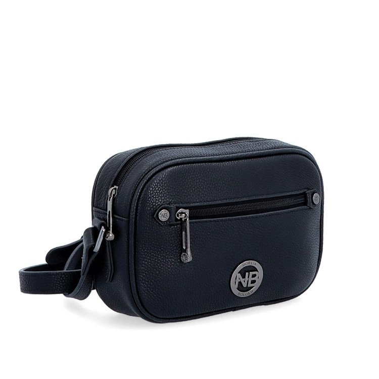 Malá kožená crossbody kabelka so zipsami Noelia Bolger materiál kože zapínanie na zips farba čierna veľkosť malá NB 3014 C