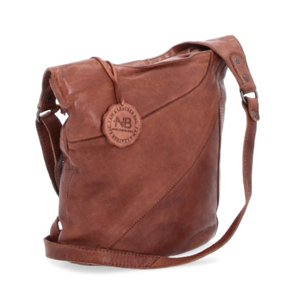Elegantná kožená crossbody kabelka s vreckami Noelia Bolger materiál kože zapínanie na zips farba koňaková veľkosť malá NB 2101 KO