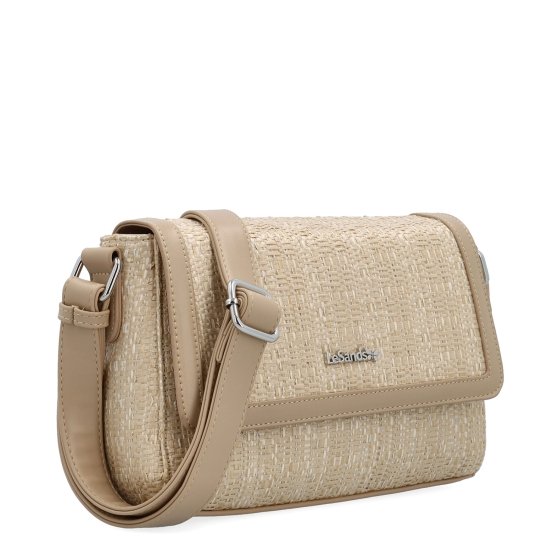 Crossbody kabelka s klopou v slamenom štýle Le Sands materiál syntetická koža zapínanie s chlopňou farba béžová veľkosť malá 4618 BE