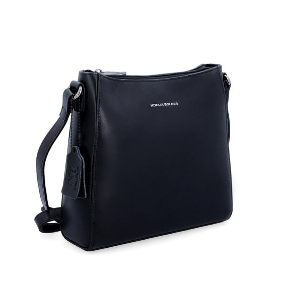 Kožená kabelka crossbody Noelia Bolger Noelia Bolger materiál kože zapínanie na zips farba čierna veľkosť malá NB 0097 C