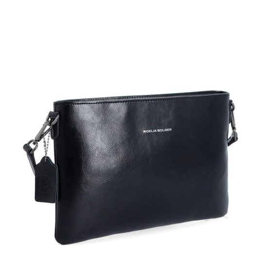 Elegantná minimalistická kožená crossbody kabelka Noelia Bolger materiál kože zapínanie na zips farba čierna veľkosť malá NB 0105 C