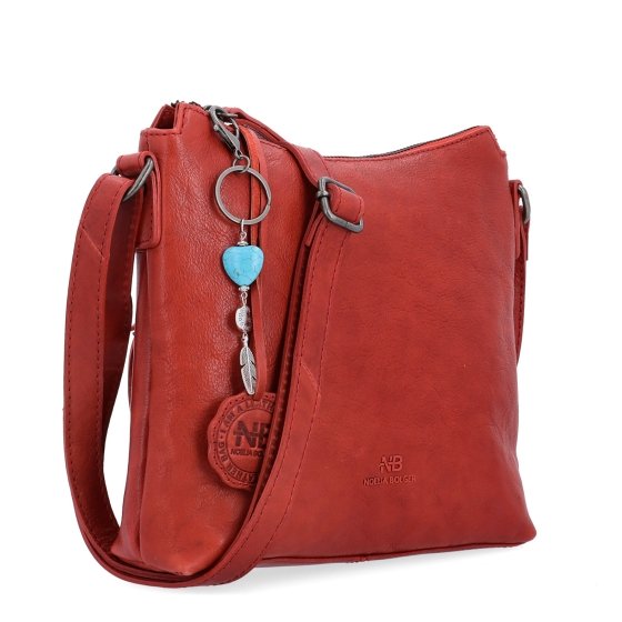 Kožená crossbody kabelka s príveskom Noelia Bolger materiál kože zapínanie na zips farba červená veľkosť malá NB 3100 CV