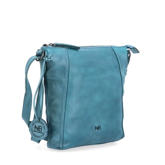 Malá kožená crossbody s prešívaním Noelia Bolger materiál kože zapínanie na zips farba tyrkysová veľkosť malá NB 2086 TYR