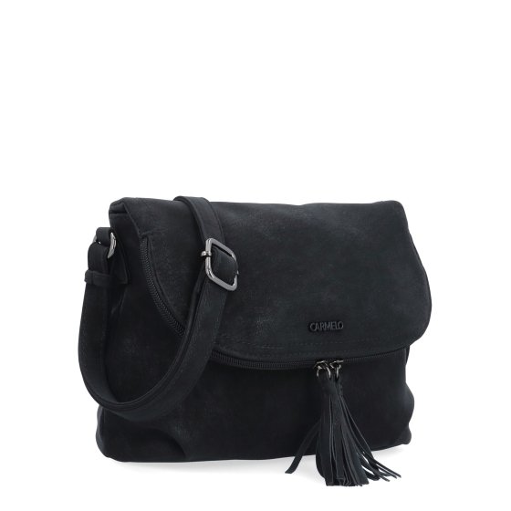 Štýlová crossbody kabelka s praktickou klopou Carmelo materiál syntetická koža zapínanie na zips farba čierna veľkosť malá 4661 C