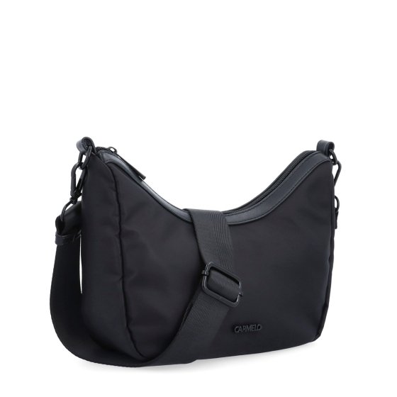 Malá kabelka so zaobleným tvarom Carmelo materiál nylon zapínanie na zips farba čierna veľkosť malá 6602 C