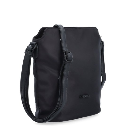 Praktická crossbody kabelka s extra vreckom Carmelo materiál nylon zapínanie na zips farba čierna veľkosť malá 6607 C