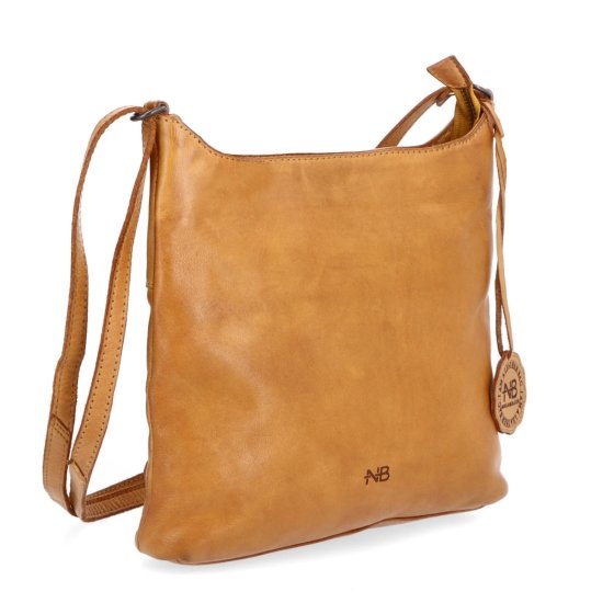 Kožená crossbody kabelka na každý deň Noelia Bolger materiál kože zapínanie na zips farba žltá veľkosť malá NB 2404 ZLU