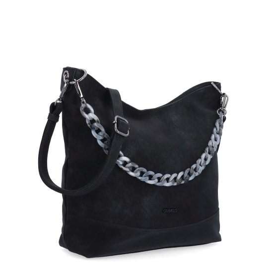 Štýlová crossbody kabelka s odnímateľným reťazom Carmelo materiál syntetická koža zapínanie na zips farba čierna veľkosť stredná 4660 C