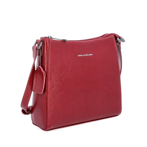 Nadčasová crossbody kabelka z pravej kože Noelia Bolger materiál kože zapínanie na zips farba červená veľkosť malá NB 0079 TCV